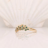 Zambian Emerald Band Ring in Solid 14K Yellow Gold | Contour Band | Fine Jewelry