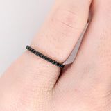 Statement Rings-Unique Black Diamond Straight Band in Solid 14K Black Gold | Natural Accent Diamonds | Stacking Eternity Band | Custom Ring - NNJGemstones