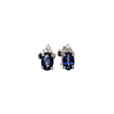 Blue Sapphire Studs with Diamond Accents