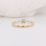 Rings-Minimalist Ring Semi Mount in Solid 14k White, Yellow or Rose Gold with Natural Diamond Accents | Round | Customizable | Classic Ring - NNJGemstones