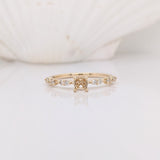 Rings-Minimalist Ring Semi Mount in Solid 14k White, Yellow or Rose Gold with Natural Diamond Accents | Round | Customizable | Classic Ring - NNJGemstones