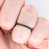 Statement Rings-Unique Black Diamond Straight Band in Solid 14K Black Gold | Natural Accent Diamonds | Stacking Eternity Band | Custom Ring - NNJGemstones