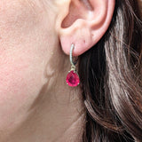 Elegant Ruby Drop Earrings w Diamond Accents