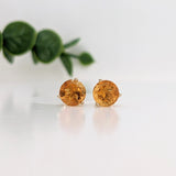 Citrine Round Martini Stud Earrings | Solitaire Studs