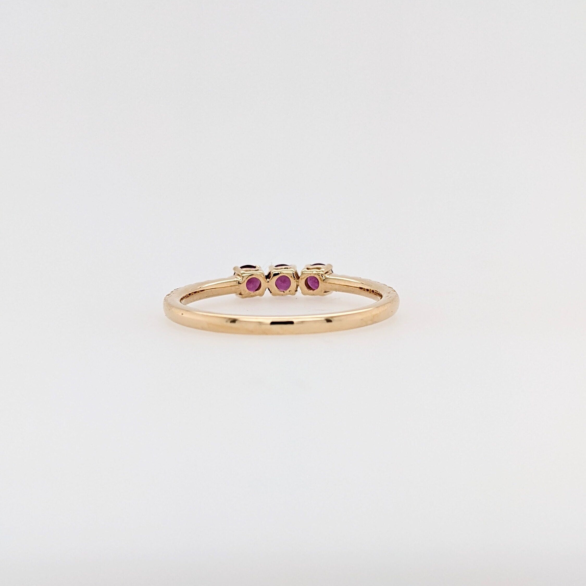 Stackable Rings-Stunning Rhodolite Garnet Band in 14k Solid Yellow, White, Rose Gold | Round 3mm | January Birthstone | Minimalist | Elegant | Simple Design - NNJGemstones