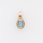 Pendants-Pretty Swiss Topaz Pendant in Solid 14K Yellow Gold with Diamond Accents | Oval 9x7mm | December Birthstone | Blue Gemstone | Ready to Ship - NNJGemstones