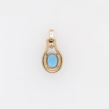 Pendants-Pretty Swiss Topaz Pendant in Solid 14K Yellow Gold with Diamond Accents | Oval 9x7mm | December Birthstone | Blue Gemstone | Ready to Ship - NNJGemstones