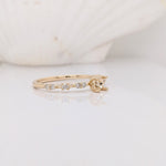 Rings-Minimalist Ring Semi Mount in Solid 14k White, Yellow or Rose Gold with Natural Diamond Accents | Round | Customizable | Classic Ring - NNJGemstones