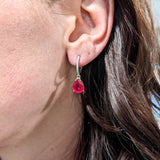 Elegant Ruby Drop Earrings w Diamond Accents