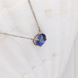 Pendants-Solitaire Tanzanite Necklace in Solid 14K White, Yellow and Rose Gold | Oval 8x6mm | Blue Gemstone | Minimalist | Daily Wear | Work Wear - NNJGemstones