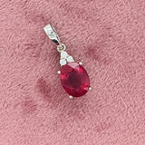 Pendants-Ruby Pendant in Solid 14K Gold with Diamond Accents | Oval 9x7mm 10x8mm | July Birthstone | Simple Design | Classic - NNJGemstones