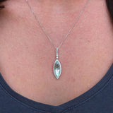 Atika 14K White Gold Aquamarine and Diamond Pendant | MQ 19.5X6.5mm