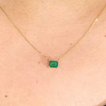 Pendants-Elegant Emerald Necklace in Solid 14K White, Yellow and Rose Gold | Emerald Cut 7x5mm | Green Gemstone | Minimalist | Daily Wear | Work Wear - NNJGemstones