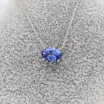 Pendants-Solitaire Tanzanite Necklace in Solid 14K White, Yellow and Rose Gold | Oval 8x6mm | Blue Gemstone | Minimalist | Daily Wear | Work Wear - NNJGemstones