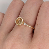 Statement Rings-Understated Elegant Ring Settings W Diamond Accents in 14K Solid Gold | Round Shape | Bezel Setting | Gemstone Setting | Customizable - NNJGemstones