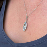 Atika 14K White Gold Aquamarine and Diamond Pendant | MQ 19.5X6.5mm