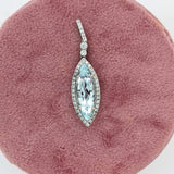Atika 14K White Gold Aquamarine and Diamond Pendant | MQ 19.5X6.5mm