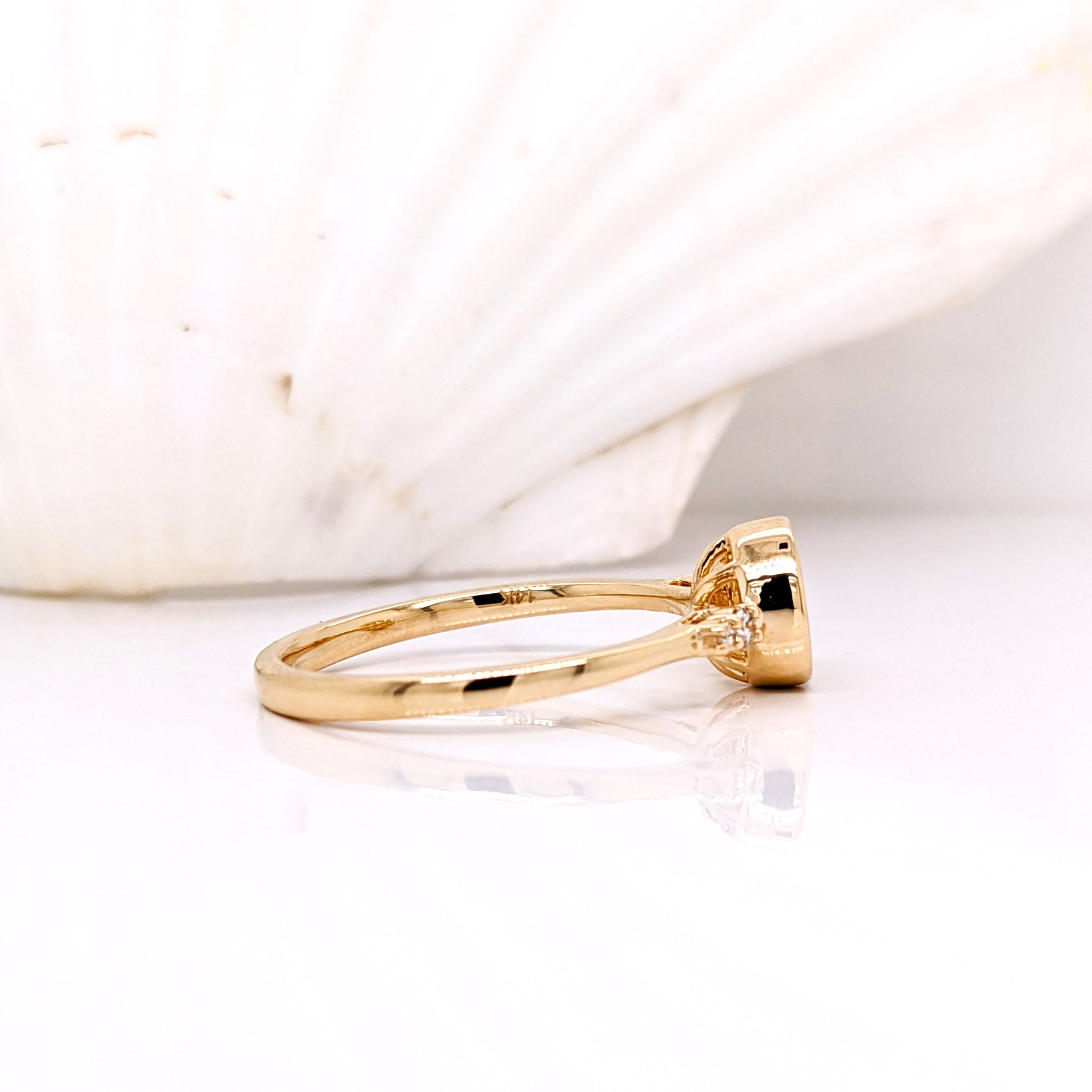 Statement Rings-Understated Elegant Ring Settings W Diamond Accents in 14K Solid Gold | Round Shape | Bezel Setting | Gemstone Setting | Customizable - NNJGemstones