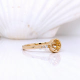 Statement Rings-Understated Elegant Ring Settings W Diamond Accents in 14K Solid Gold | Round Shape | Bezel Setting | Gemstone Setting | Customizable - NNJGemstones