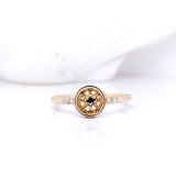 Statement Rings-Understated Elegant Ring Settings W Diamond Accents in 14K Solid Gold | Round Shape | Bezel Setting | Gemstone Setting | Customizable - NNJGemstones