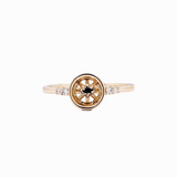 Understated Elegant Ring Setting W Diamond Accents in 14K Solid Gold | Round Shape | Bezel Setting | Customizable