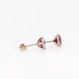 Bezel Set 6mm Round Madagascar Ruby Studs w Friction Backing