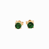 Vibrant Tsavorite Garnet Studs in Solid 14K Gold | Round 4mm