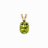 Solitaire Peridot Pendant in 14K White, Yellow or Rose Gold | Oval 8x6mm | Rabbit Bail | Green Gemstone | Daily Necklace | August Birthstone