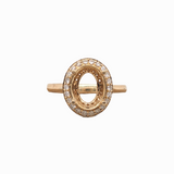 Classic Earth Mined Diamond Halo Ring Setting in 14K Solid Gold | Oval Shape | Customizable