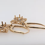 Dangle & Drop Earrings-Gorgoeus Dangle Earrings Semi Mount in Solid 14k Gold | Oval 6x4mm 7x5mm 8x6mm | Gemstone Stone Setting | Natural Diamonds | Customizable - NNJGemstones
