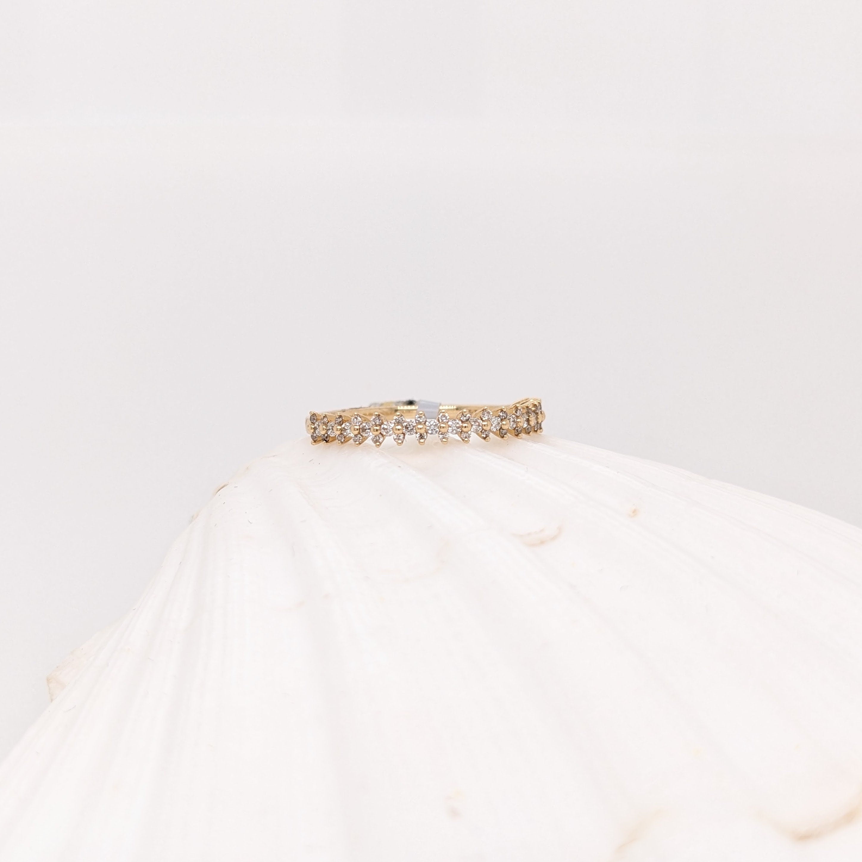 Bands-Unique Stackable Band Design w Natural Earth Mined Diamonds in Solid 14k Gold | April Birthstone | Anniversary | Promise Band | Fine Jewelry - NNJGemstones