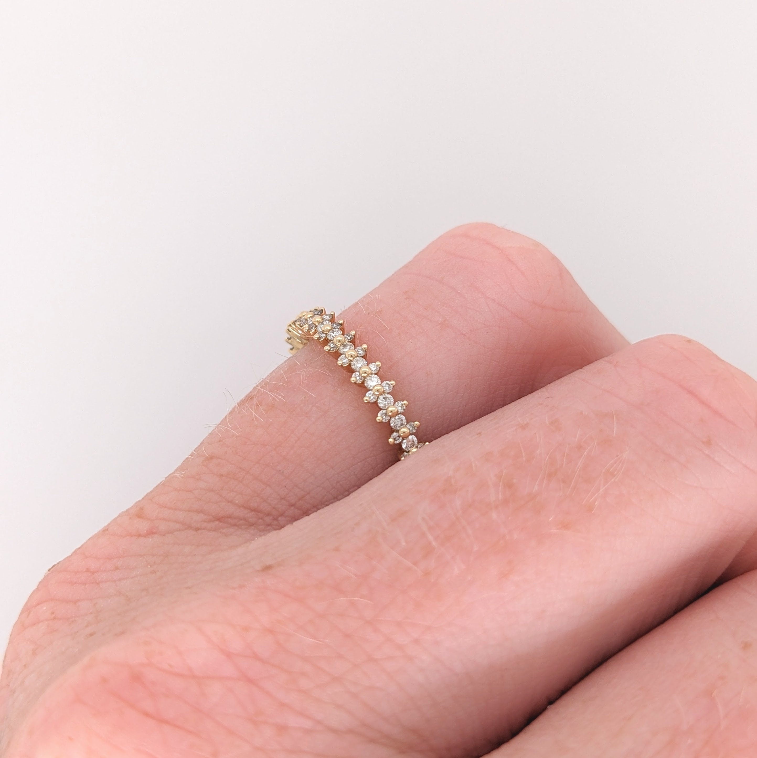 Bands-Unique Stackable Band Design w Natural Earth Mined Diamonds in Solid 14k Gold | April Birthstone | Anniversary | Promise Band | Fine Jewelry - NNJGemstones