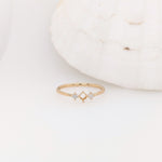 Statement Rings-Minimalist Ring Semi Mount w Natural Diamond Accents in 14K Solid Gold | Round 3mm 4mm 4.5mm | Daily Wear | 3 Stone Ring | Customizable - NNJGemstones