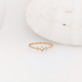 Statement Rings-Minimalist Ring Semi Mount w Natural Diamond Accents in 14K Solid Gold | Round 3mm 4mm 4.5mm | Daily Wear | 3 Stone Ring | Customizable - NNJGemstones