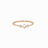 Minimalist Ring Semi Mount w Natural Diamond Accents in 14K Solid Gold | Round | Customizable