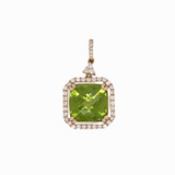 Beautiful Arizona Peridot Pendant w Diamond Halo