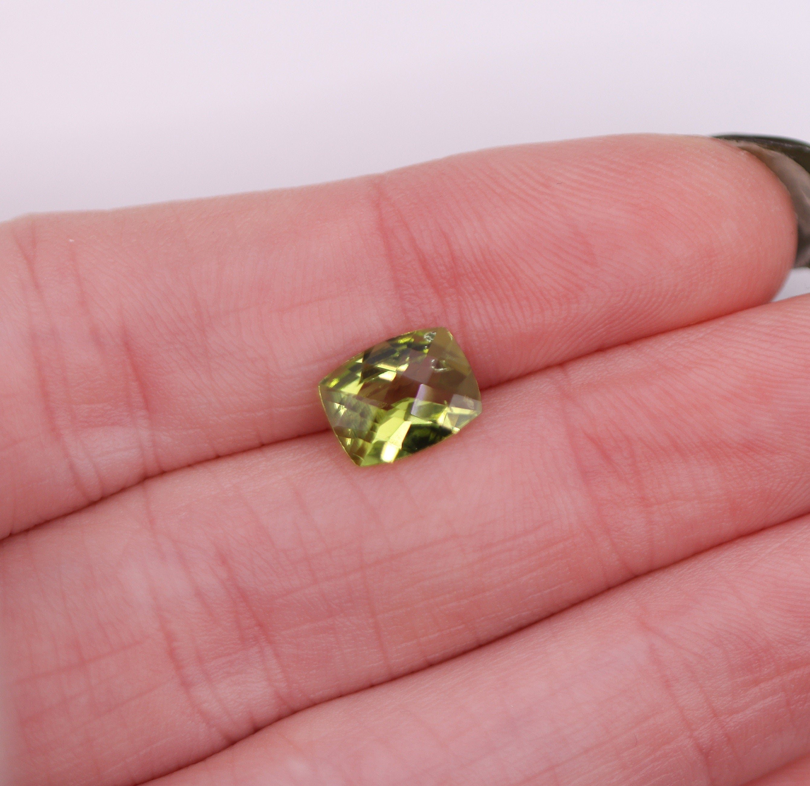 Gemstones-Certified Arizona Peridot Loose Gemstone | Cushion Shape 8x6mm, 9x7mm, 11x9mm | Green Gem | August Birthstone | Checker Top | Radiant Cut | - NNJGemstones