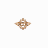 Dazzling Diamond Halo Ring Semi Mount in 14K Gold W Natural Round Diamond Accents | Oval Shape | Gemstone Ring Setting | Customizable