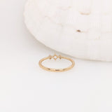 Statement Rings-Minimalist Ring Semi Mount w Natural Diamond Accents in 14K Solid Gold | Round 3mm 4mm 4.5mm | Daily Wear | 3 Stone Ring | Customizable - NNJGemstones