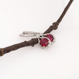Attractive Red Ruby Dangle Earrings w Diamond Accents in Solid 14K Gold | EM 8mm