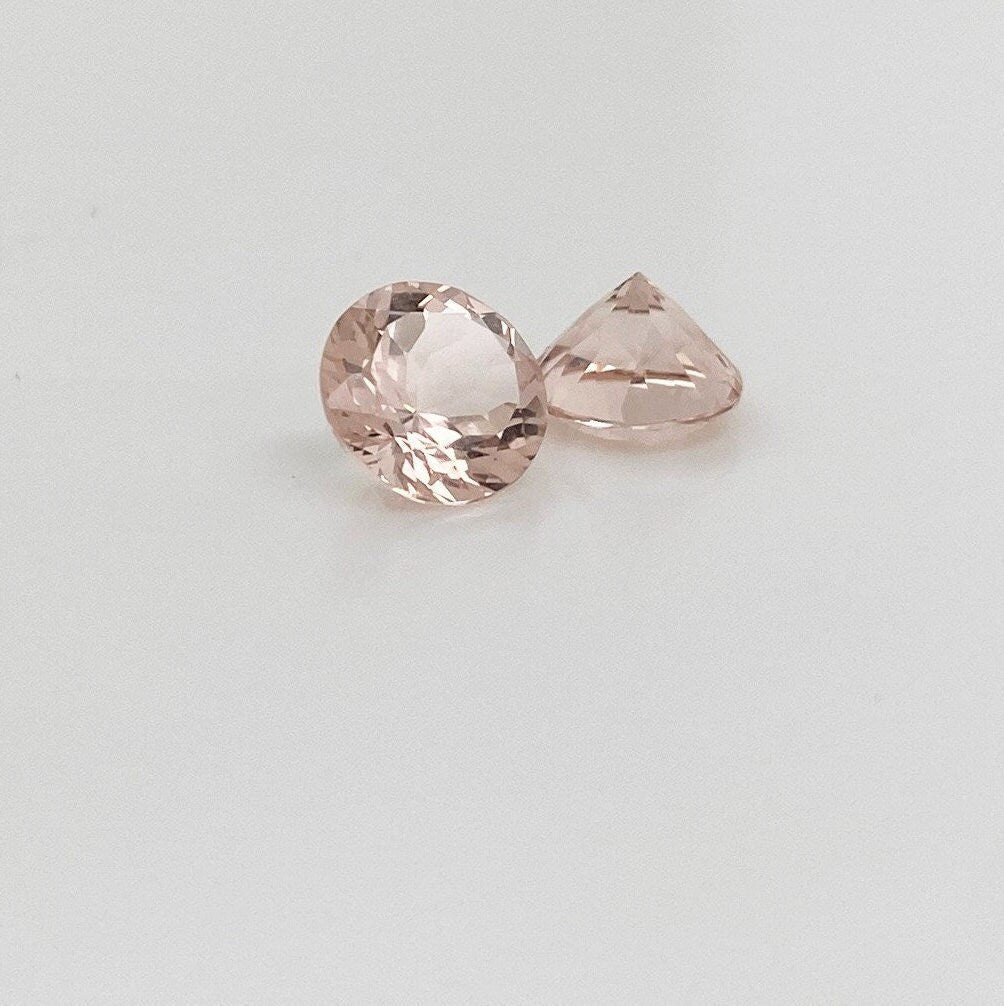 Gemstones-Single Certified Peach Morganite Loose Gemstone | AAA Cor de Rosa | Portuguese Cut | Round Cut | 6mm 7mm 8mm 9mm + | Jewelry Stone Setting - NNJGemstones