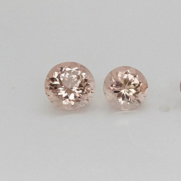 Gemstones-Single Certified Peach Morganite Loose Gemstone | AAA Cor de Rosa | Portuguese Cut | Round Cut | 6mm 7mm 8mm 9mm + | Jewelry Stone Setting - NNJGemstones