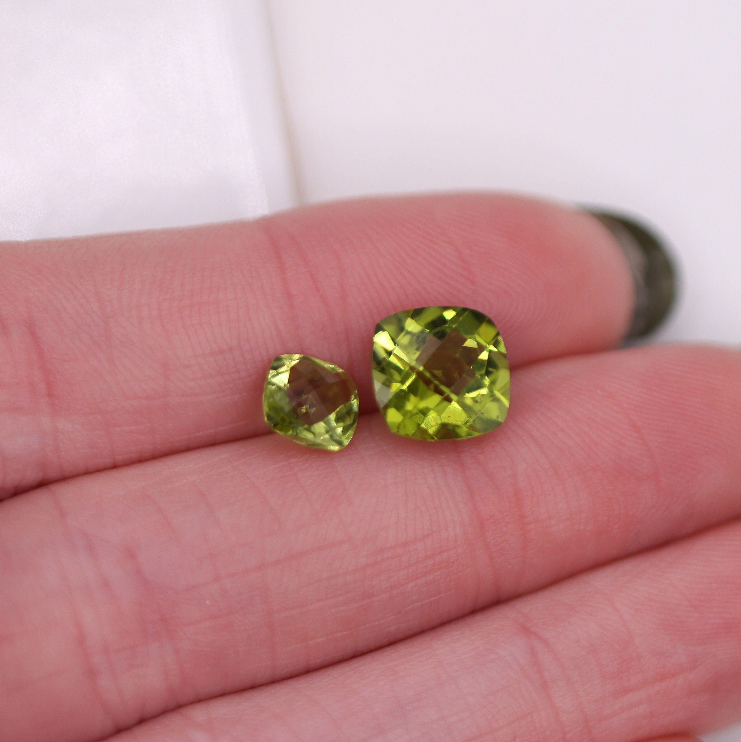 Gemstones-Certified Arizona Peridot Loose Gemstone | Cushion Cut 10mm | Green Gem | August birthstone | Stone Setting | Gemstone Jewelry | Natural - NNJGemstones