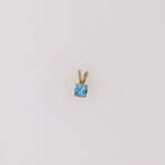 Pendants-Minimalist Swiss Blue Topaz Pendant in Solid 14k White, Yellow or Rose Gold | Square Cushion 5mm 6mm | Rabbit Bail | Blue Gemstone Necklace - NNJGemstones