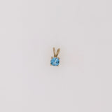 Pendants-Minimalist Swiss Blue Topaz Pendant in Solid 14k White, Yellow or Rose Gold | Square Cushion 5mm 6mm | Rabbit Bail | Blue Gemstone Necklace - NNJGemstones