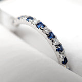 Stackable Rings-Ceylon Sapphire & Diamond Stackable Band in Solid 14k White Gold || Round 1.8mm || Straight band || Earth Mined || Customizable - NNJGemstones