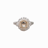 Dazzling Double Diamond Halo Ring Setting in 14K Solid Gold | Round | Customizable