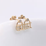 Dangle & Drop Earrings-Drop Stud Earring Settings in Solid 14K Gold w Diamond Accents | Emerald Cut 7x5mm | Gem Semi-Mounts | Staple Earrings | Customizable - NNJGemstones