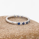 Stackable Rings-Ceylon Sapphire & Diamond Stackable Band in Solid 14k White Gold || Round 1.8mm || Straight band || Earth Mined || Customizable - NNJGemstones