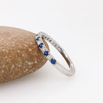 Stackable Rings-Ceylon Sapphire & Diamond Stackable Band in Solid 14k White Gold || Round 1.8mm || Straight band || Earth Mined || Customizable - NNJGemstones